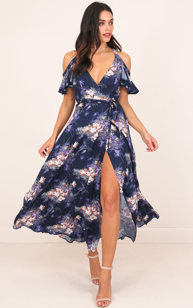 In The End Maxi Dress In Navy Floral | Showpo NZ