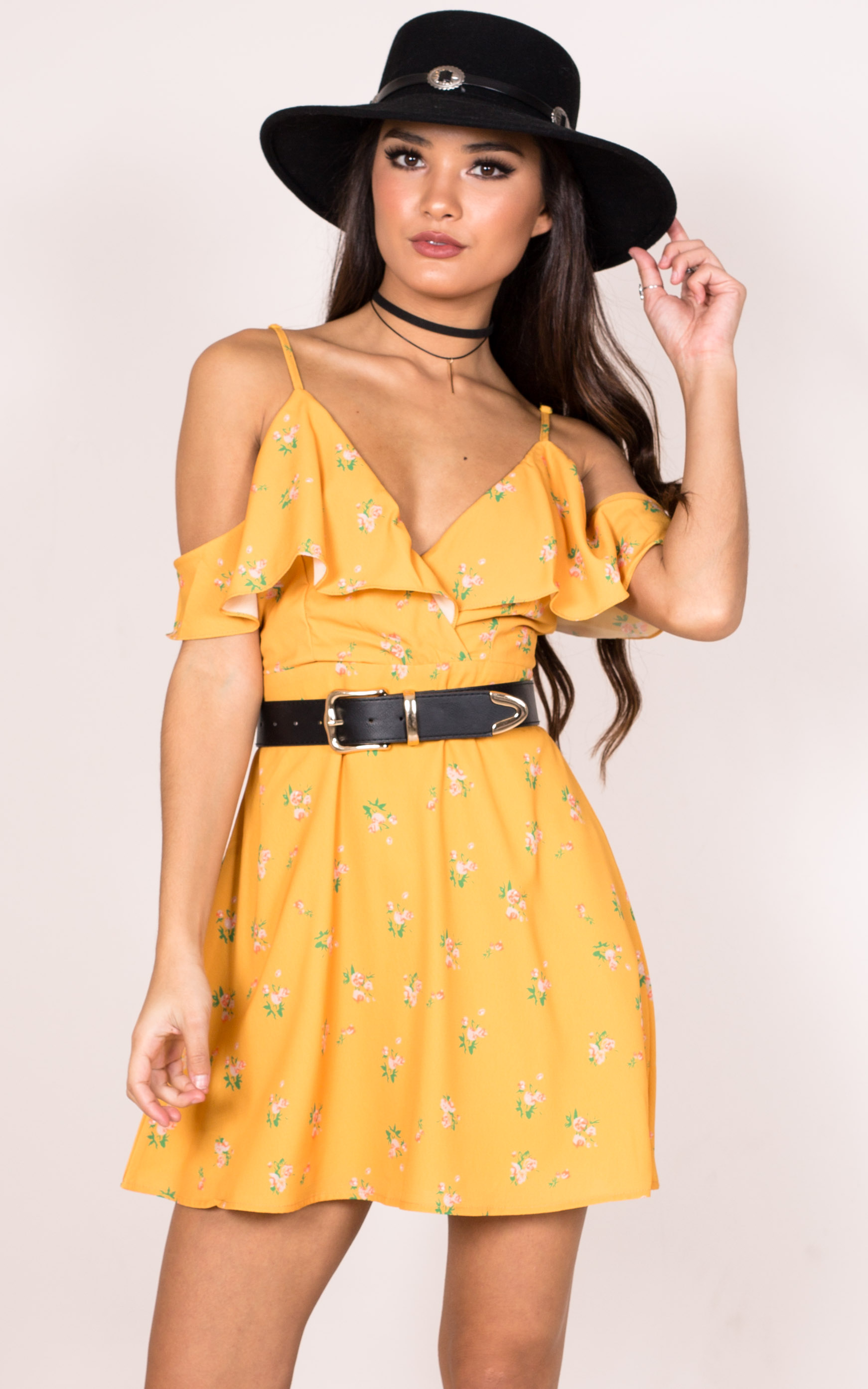 Young Ana Dress In Mustard Floral | Showpo