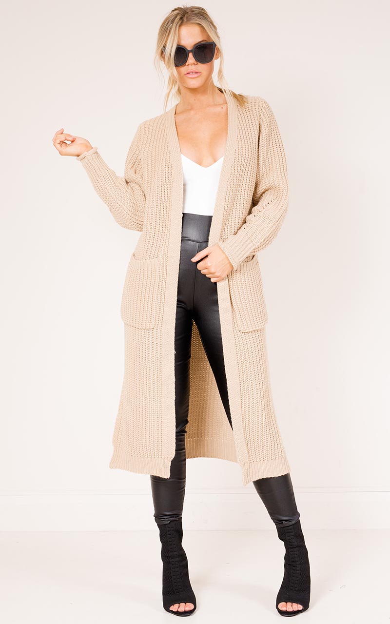 Out Of Line Cardigan In Oatmeal | Showpo