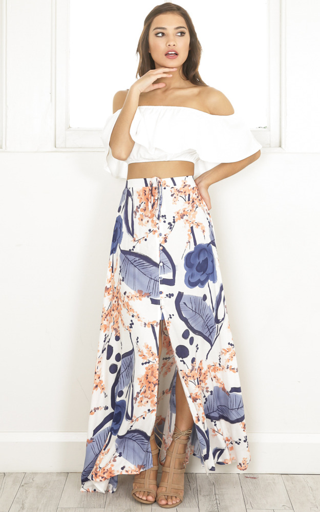 Gone Are The Days Maxi Skirt In Blue Floral | Showpo