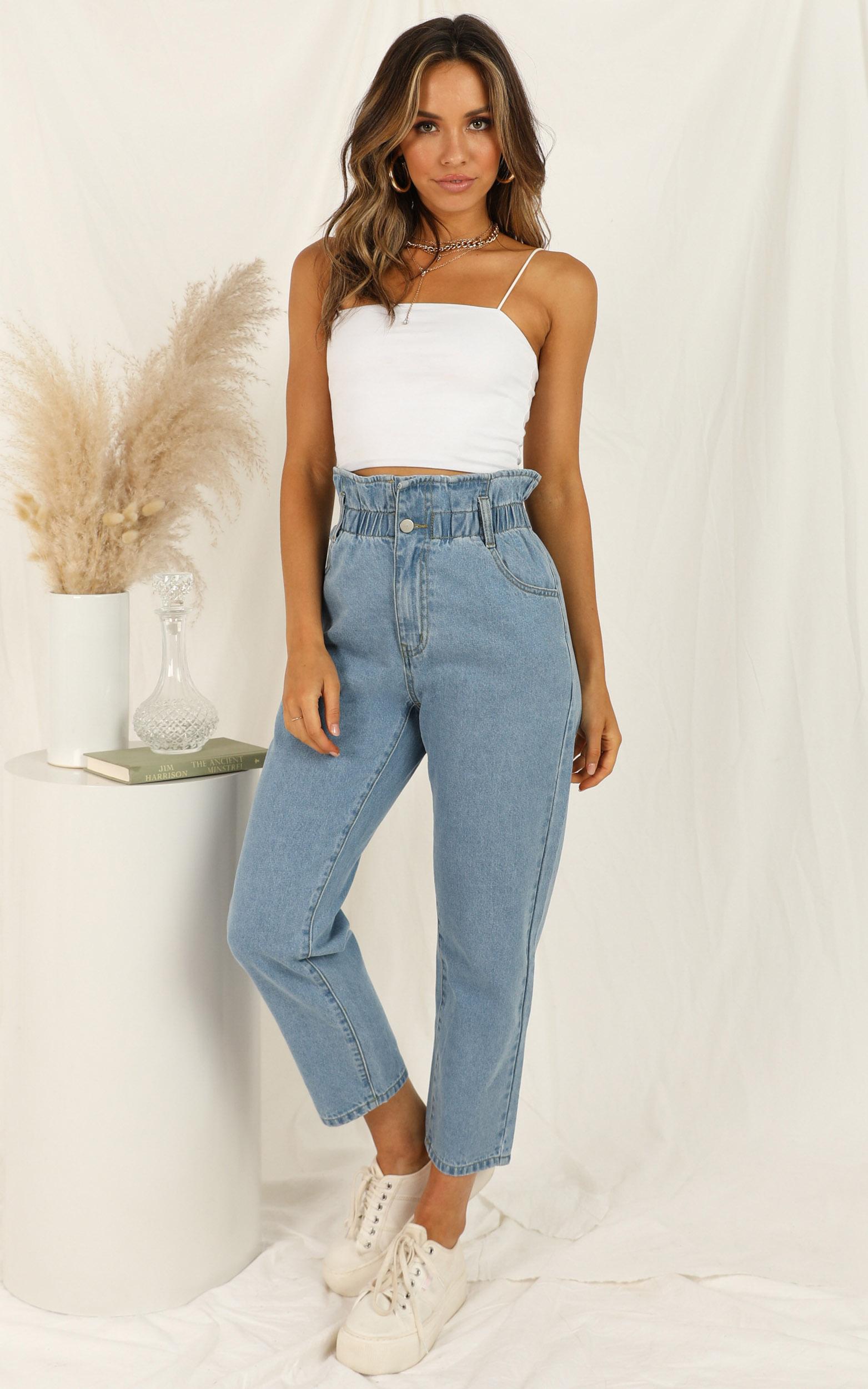 Image of Showpo Abbie Jeans in light blue denim -  (XS) Cropped Pants