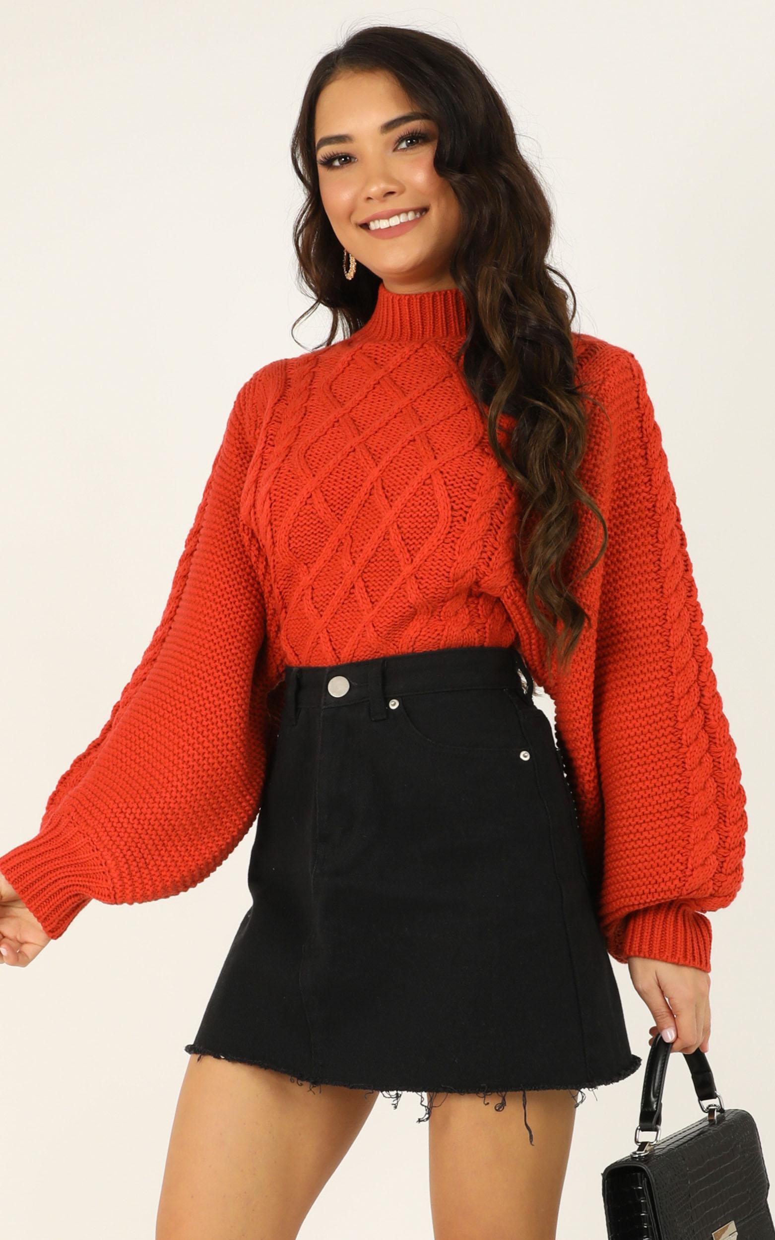 Image of Showpo Creating tension Knit Jumper in rust -  (S) Knit Tops