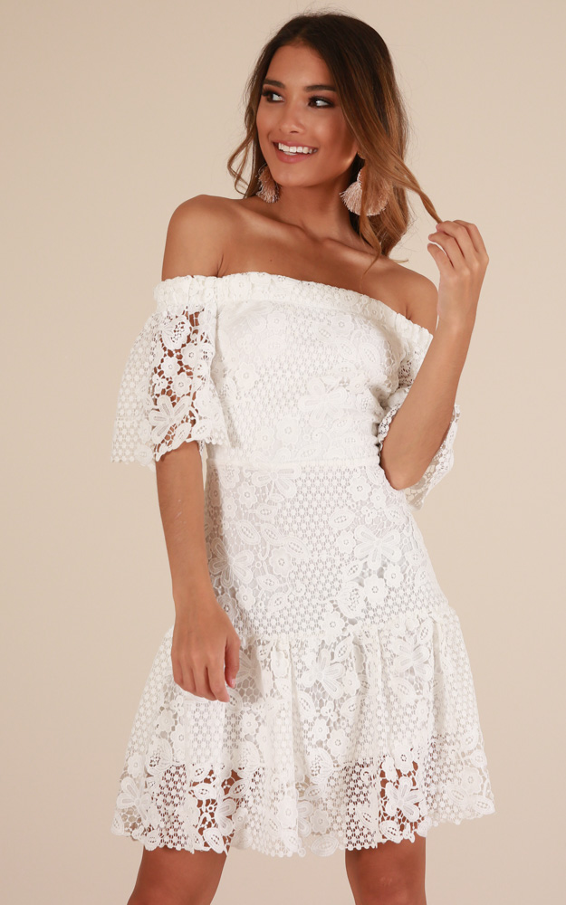Floating On Air Dress In White Crochet | Showpo