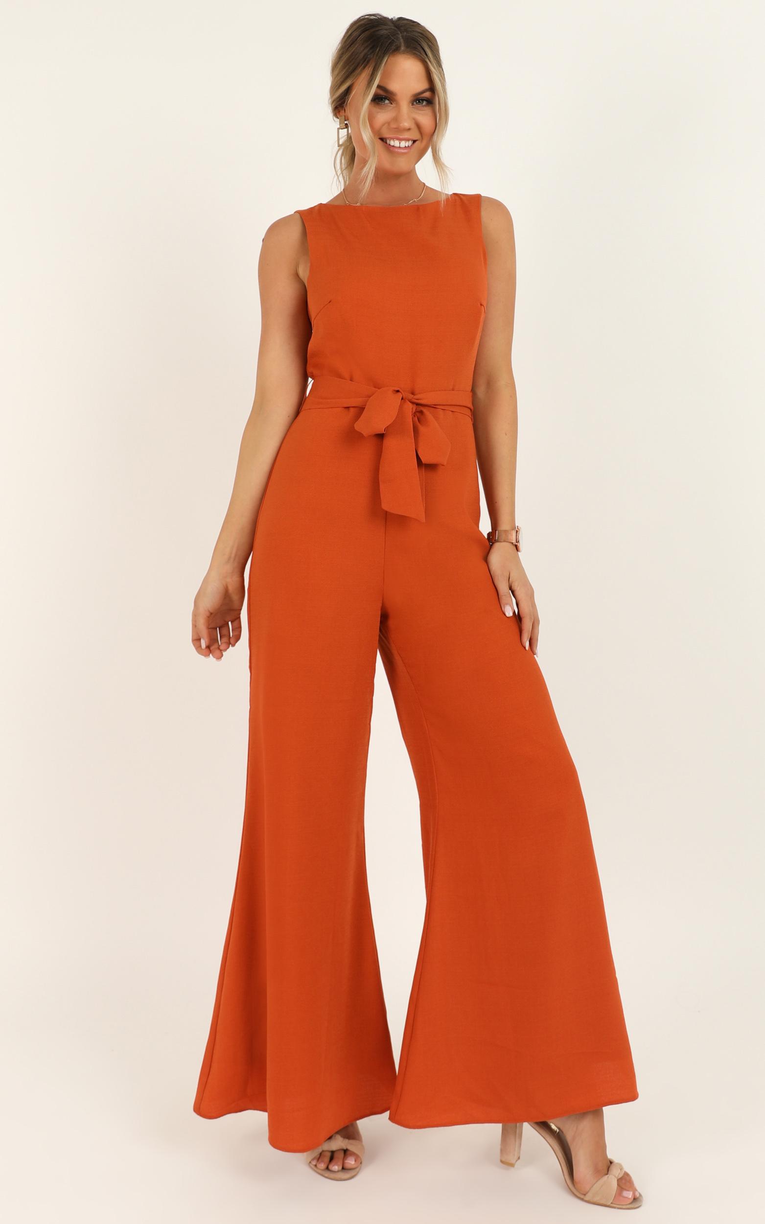 Image of Showpo Leave Me in Paradise Jumpsuit in rust -  (XXS) Playsuits &
