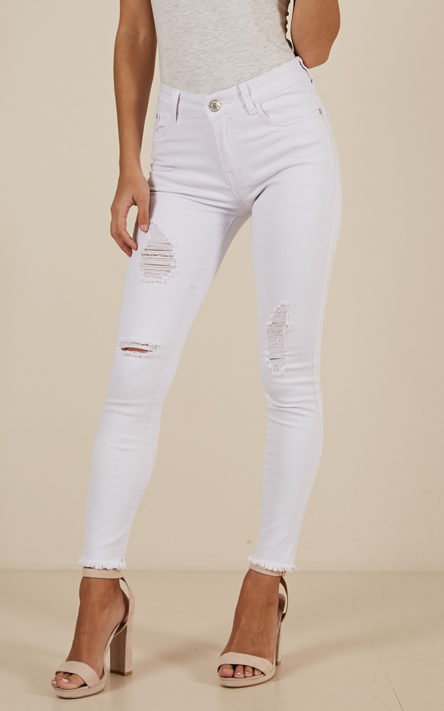 Melinda Jeans In White | Showpo