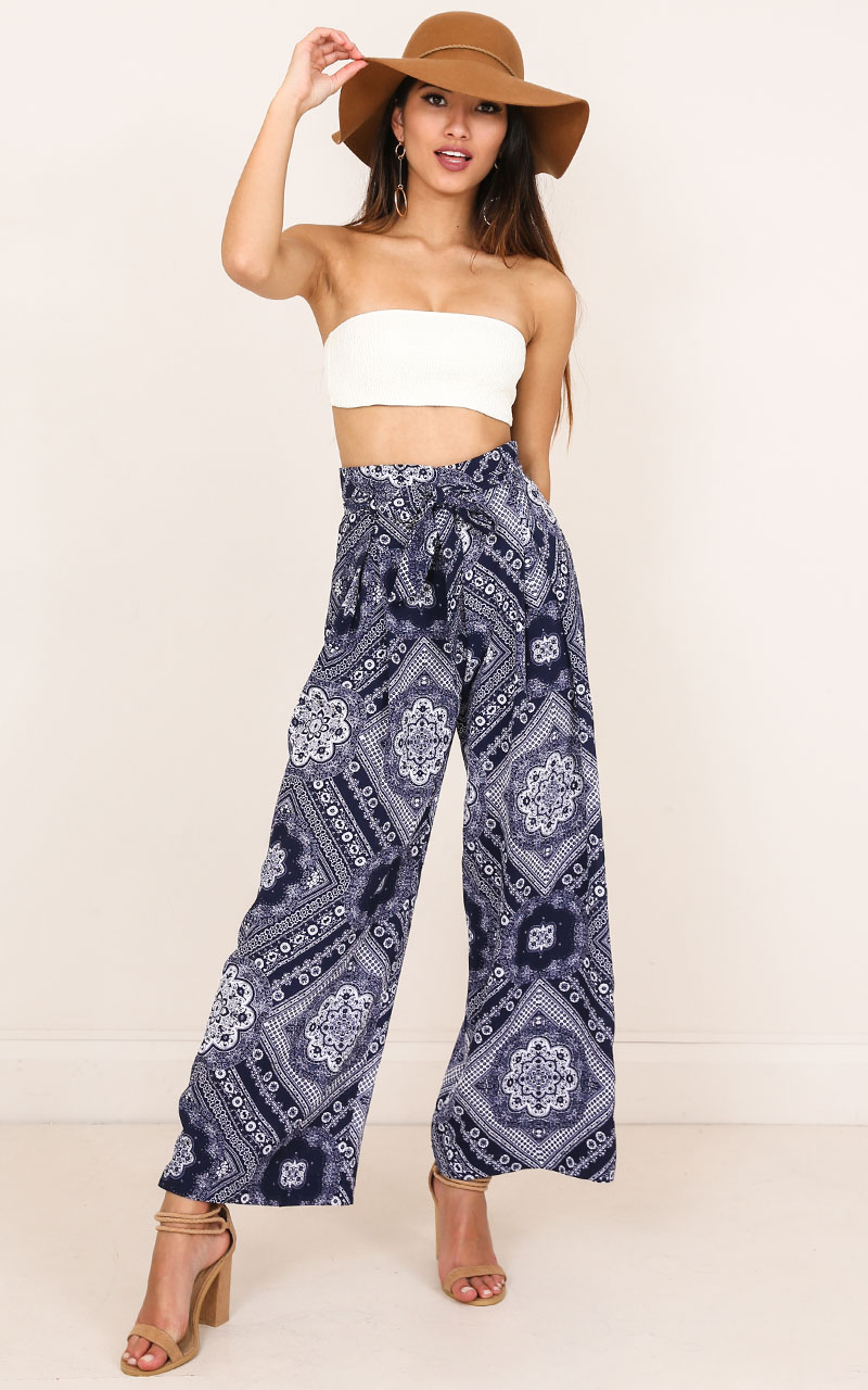 Mighty Fine Pants In Navy Print | Showpo