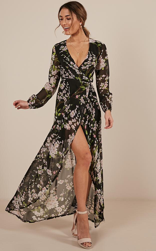 Autumn Falls Maxi Dress In Black Floral Showpo