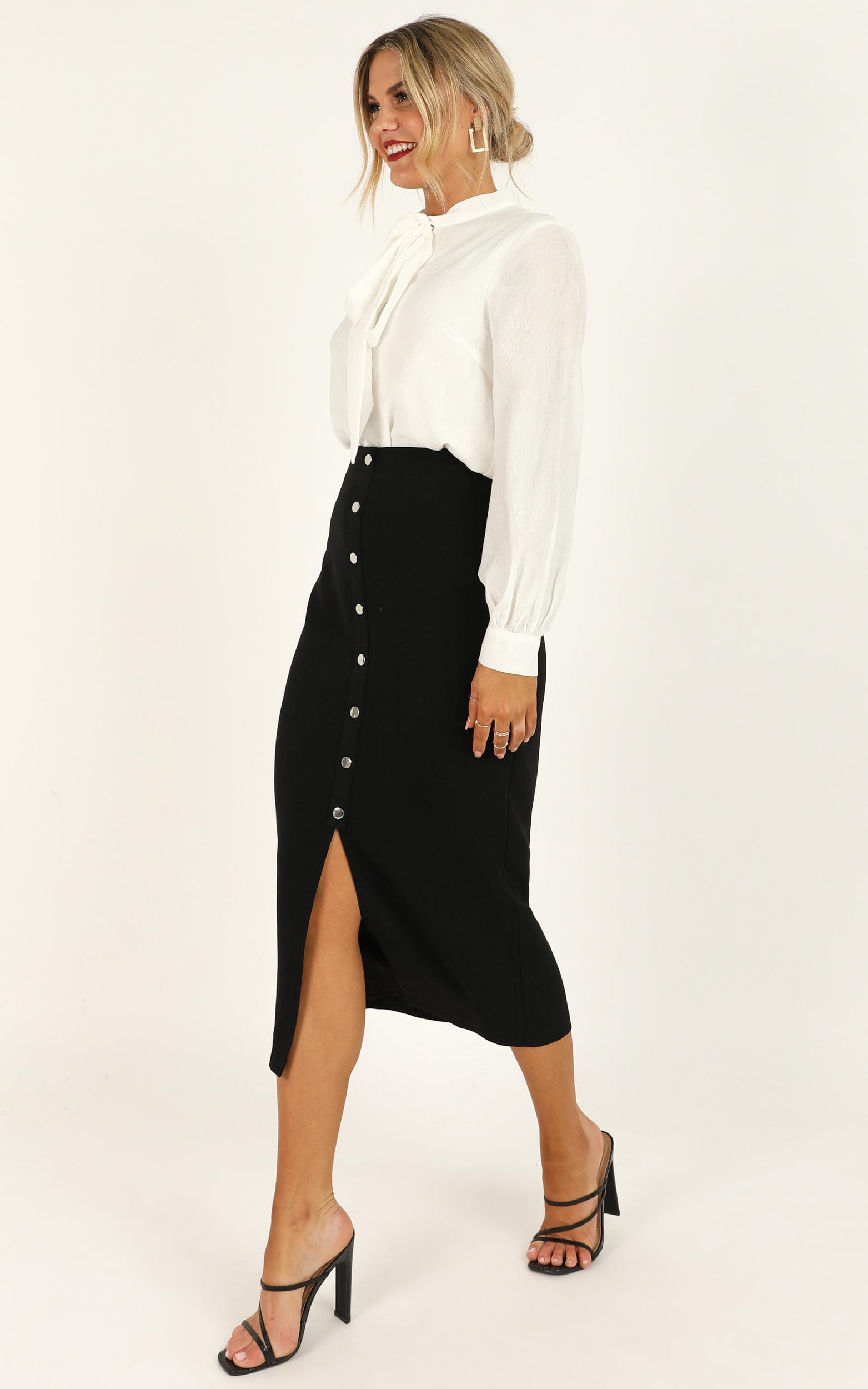 Image of Showpo Number Cruncher Skirt in black -  (XXS) Midi Skirts