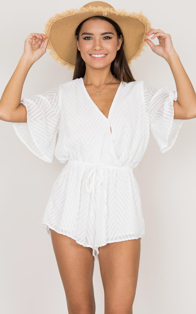 Shallow Waters Playsuit In White Showpo