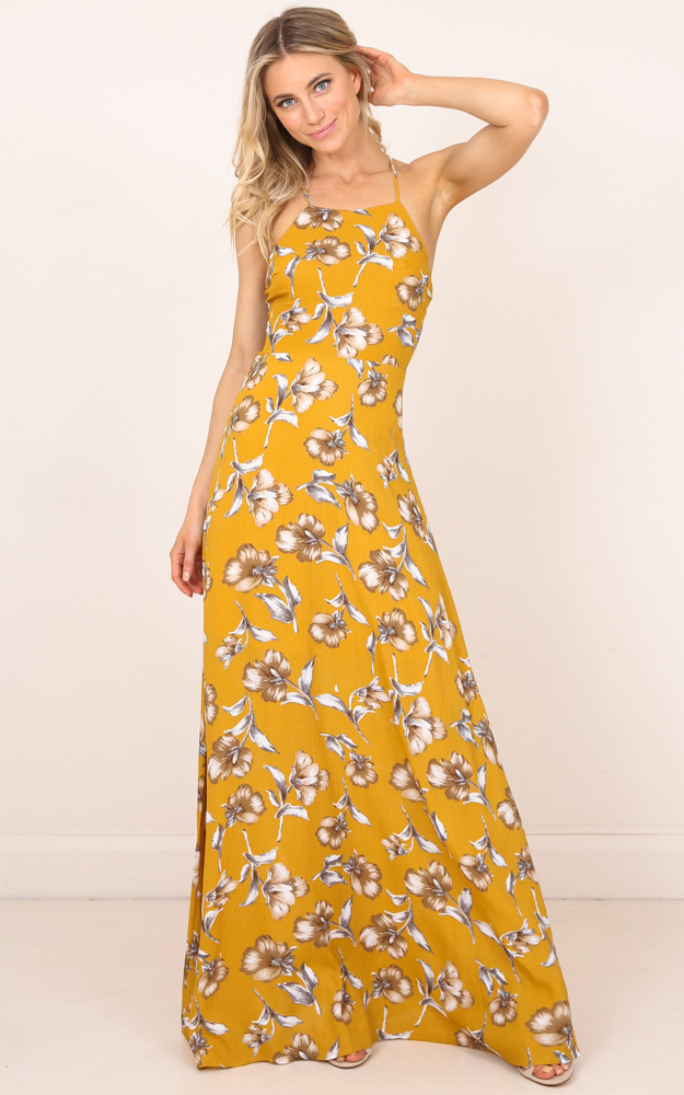 Sunny Reputation Maxi Dress In Mustard Floral Showpo