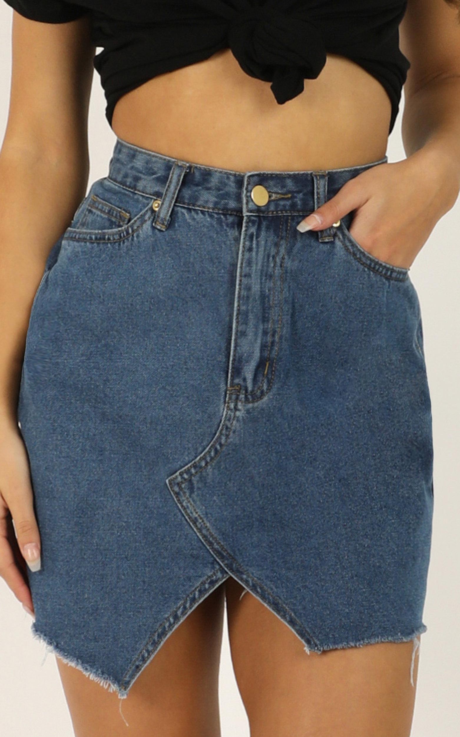 Image of Showpo Love Its Clear Skirt In dark blue denim -  (XS) Mini Skirts