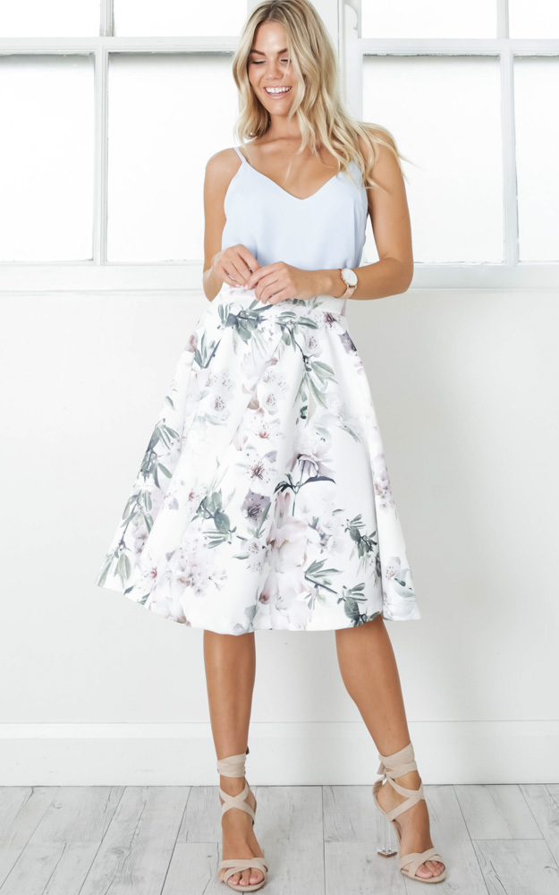 white floaty skirt