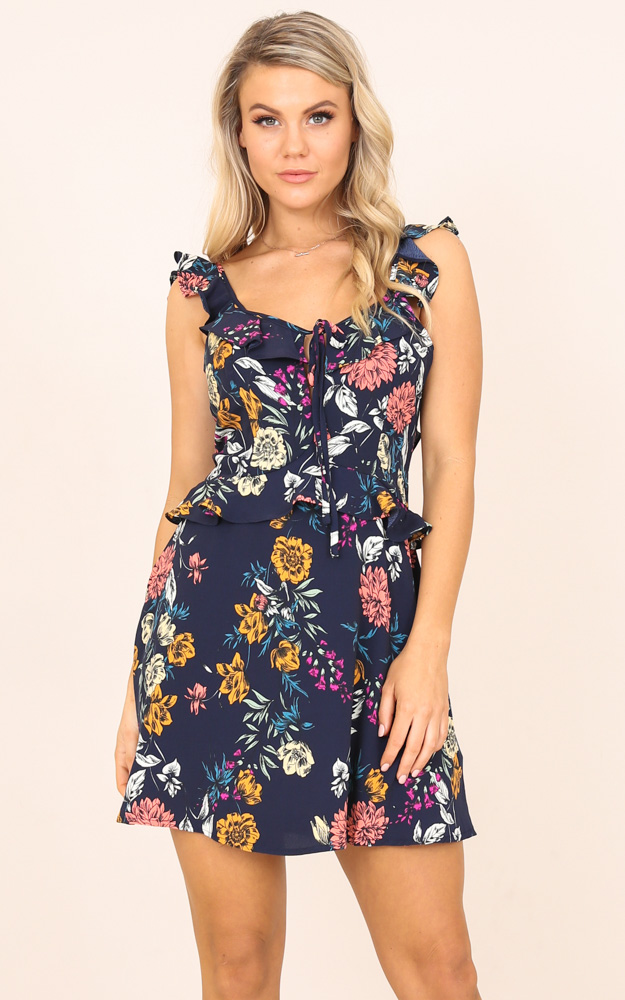 Our History Dress In Navy Floral | Showpo