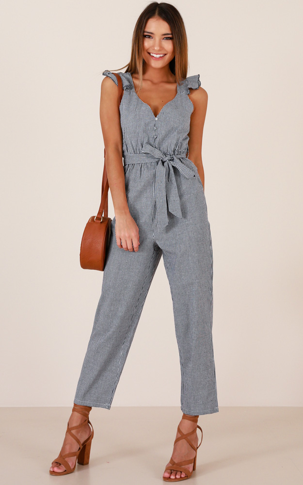 Palm Springs Jumpsuit In Black Gingham Showpo