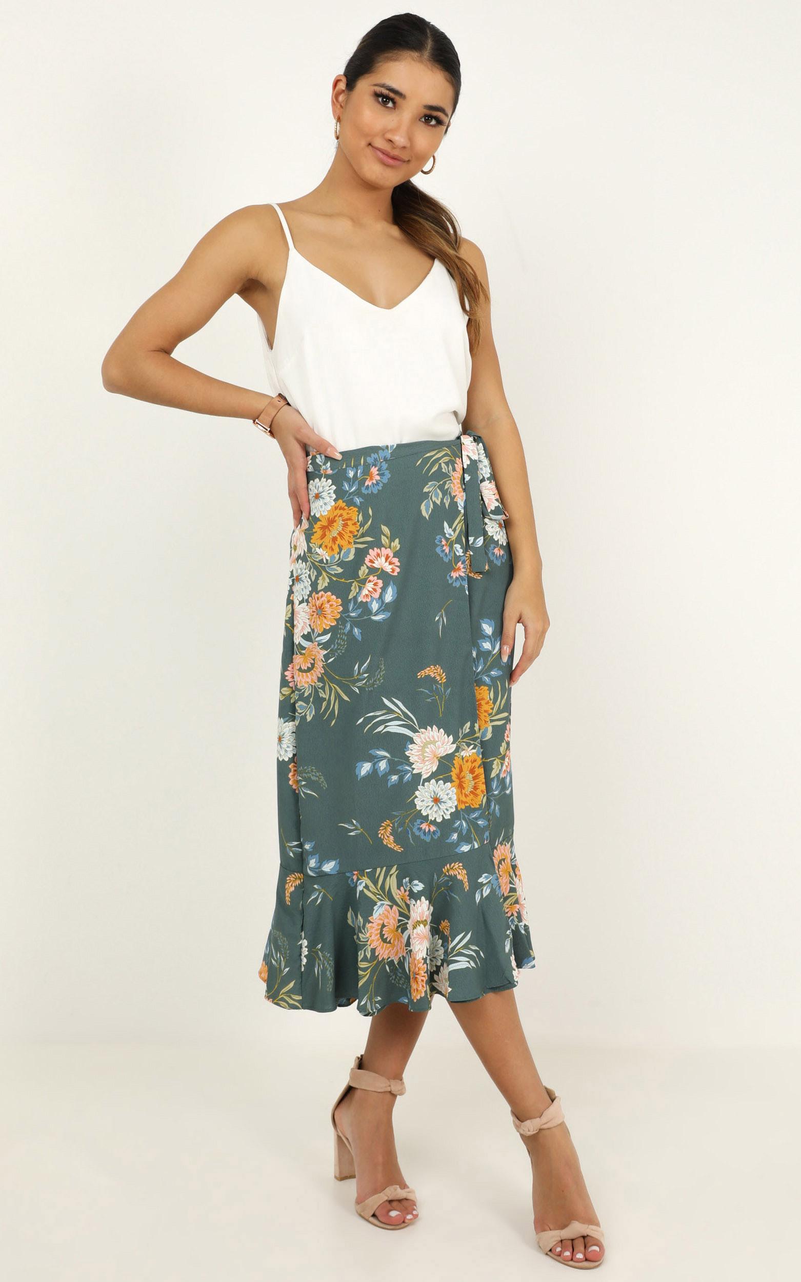 Image of Showpo Meeting Ground SKirt in sage floral -  (XS) Wrap Skirts