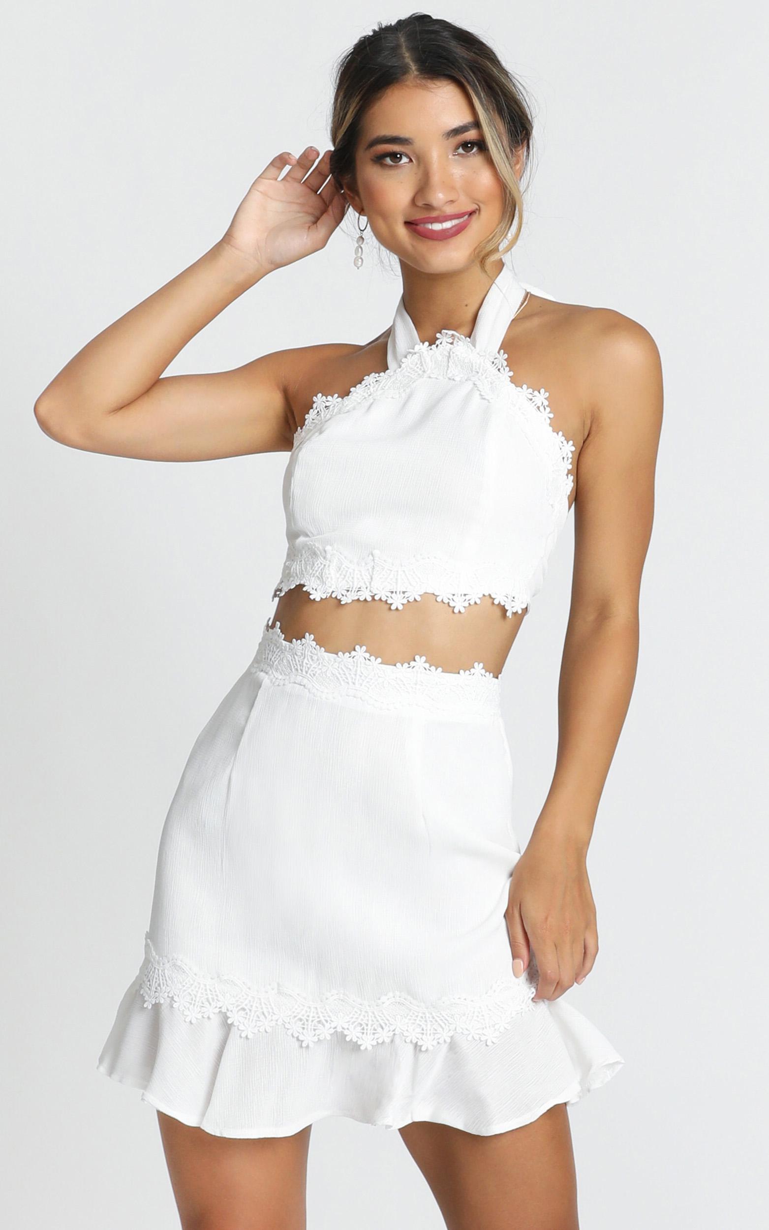 Image of Showpo All Outta Love two piece set in white -  (XS) Top & Skirt Sets
