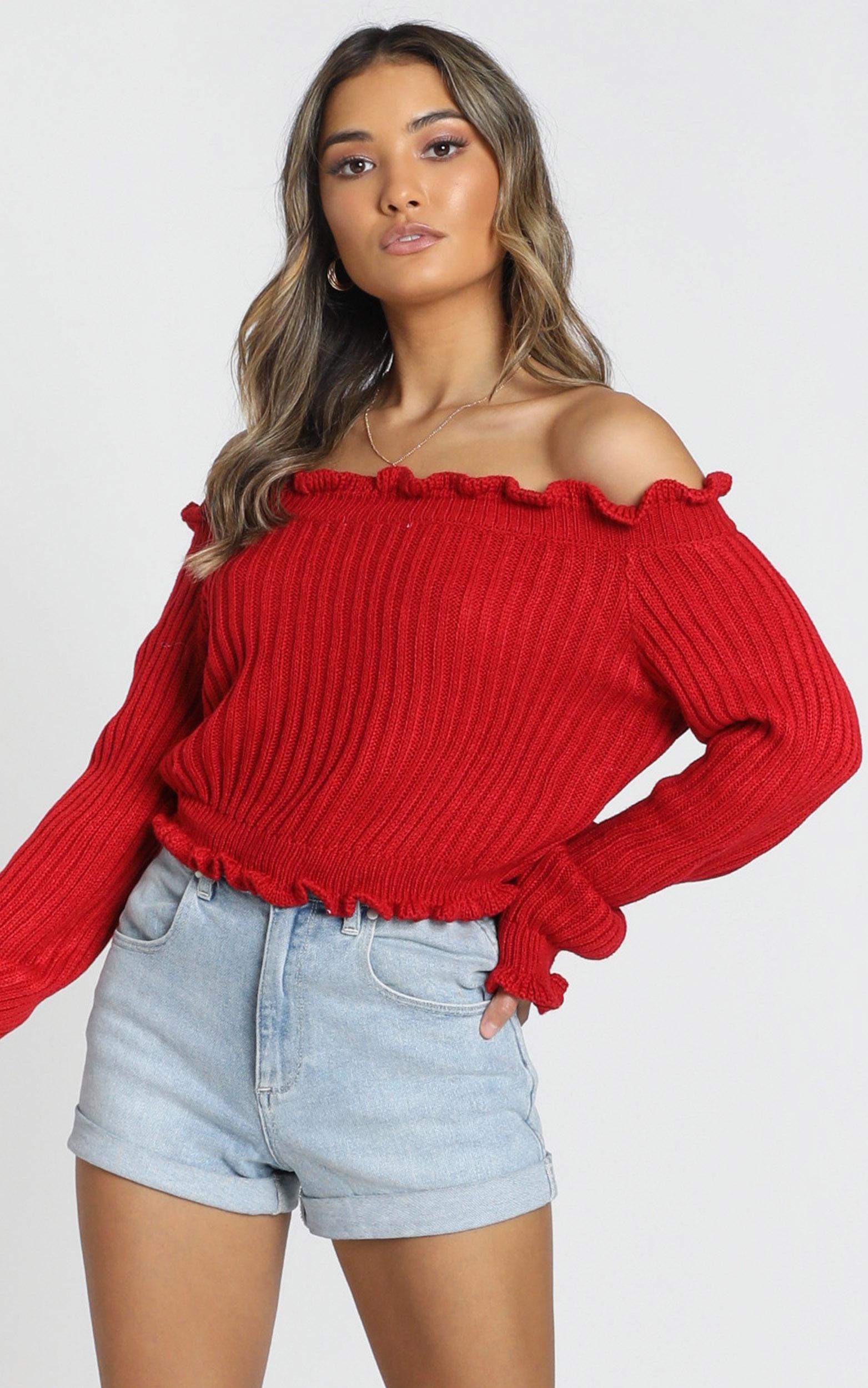 Image of Showpo Caught You Staring Knit Jumper in red -  (XS) Knit Tops