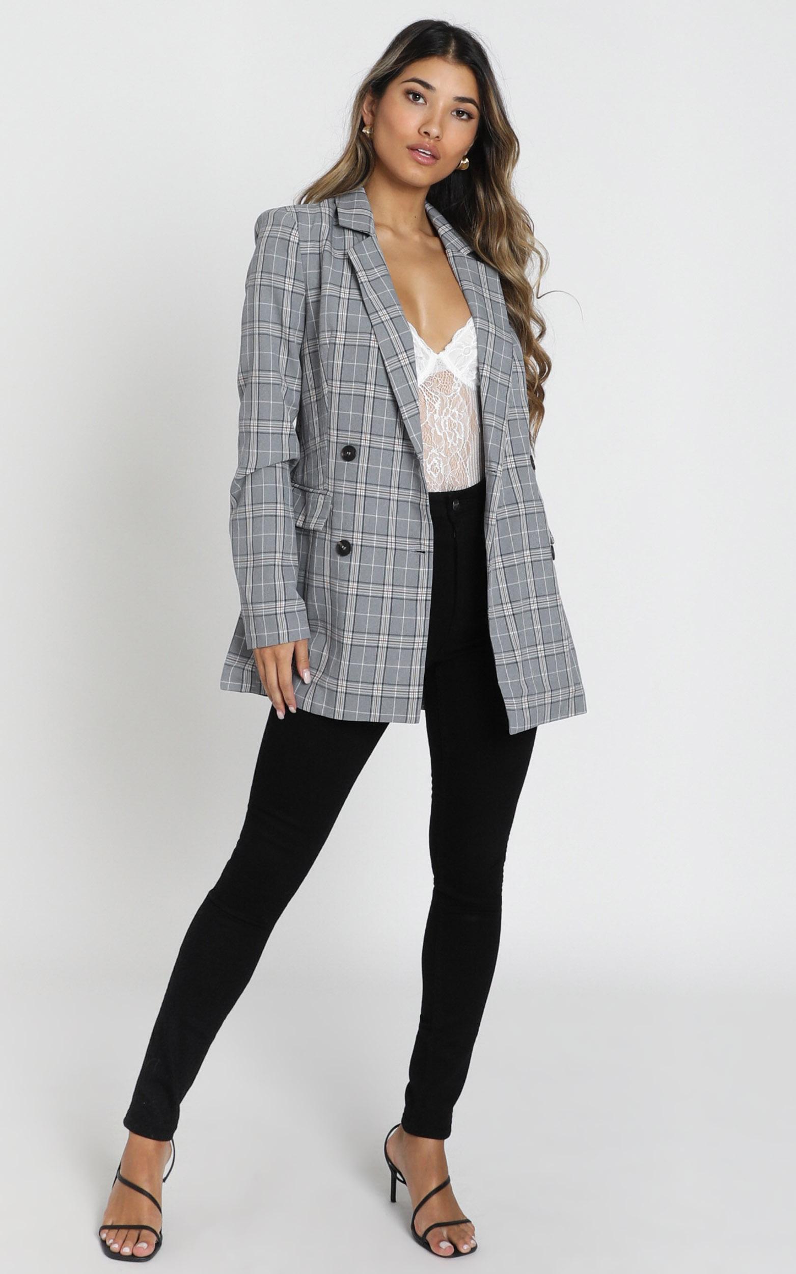 Image of Showpo All grown up Blazer in grey check -  (XXXXL) Jackets