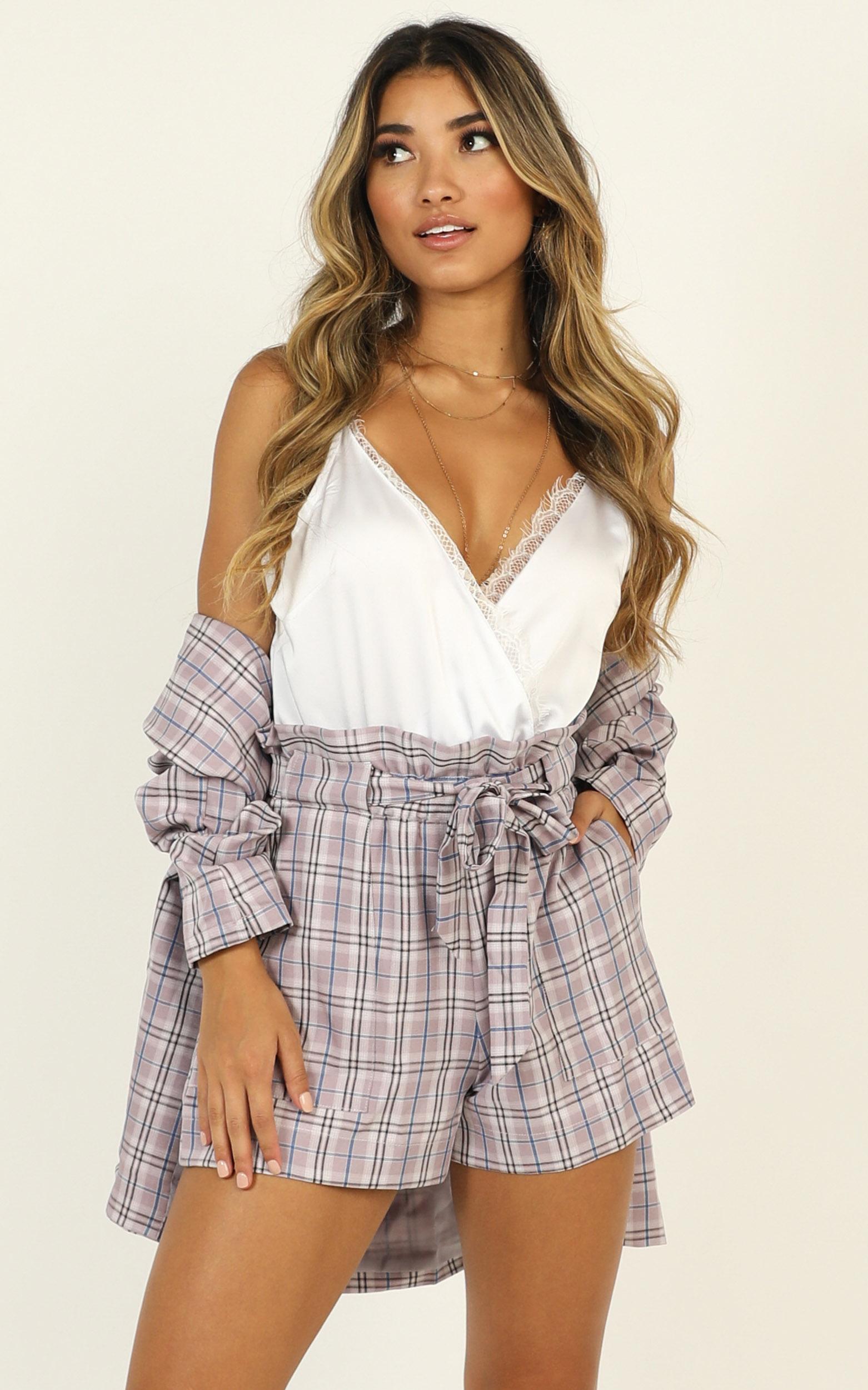 Image of Showpo All Rounder Shorts in lilac check -  (XS) Tailored Shorts