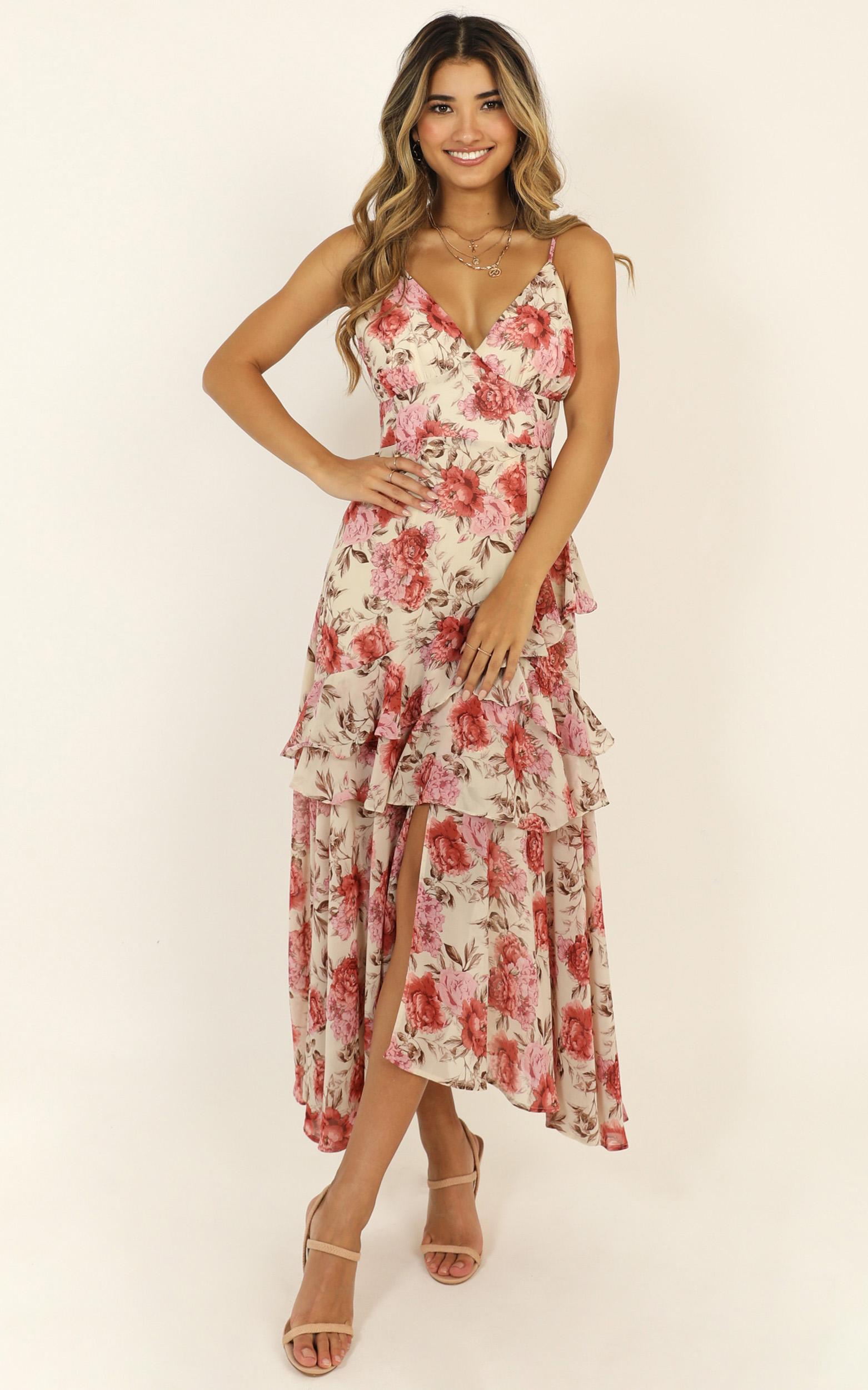 Image of Showpo Chasing Sun Ruffle Dress in rose floral -  (XS) Wedding &