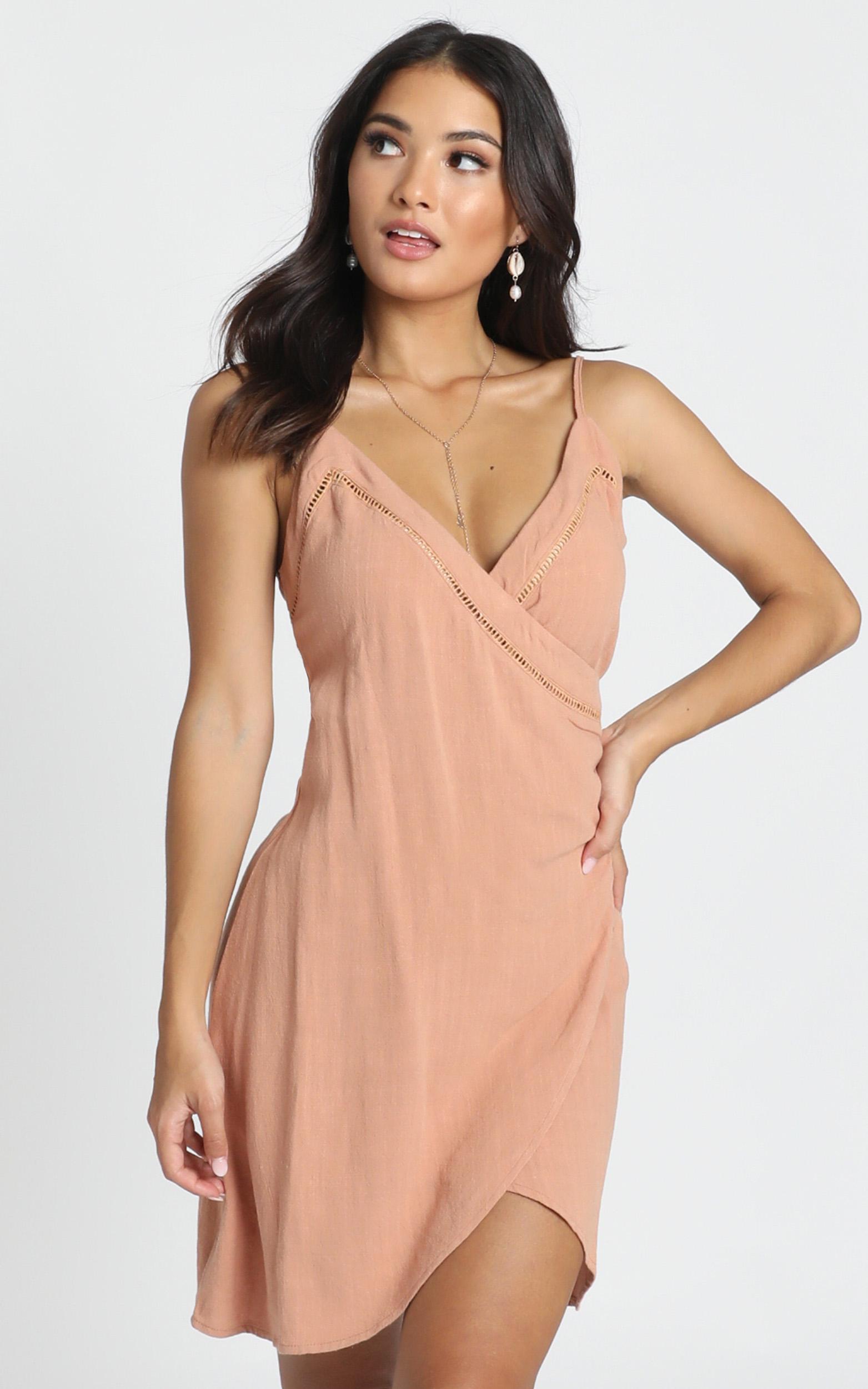 Image of Showpo Christy Trim Detail Mini Dress in rust linen look -  (XS)