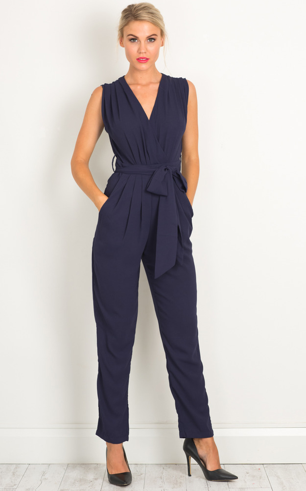Workaholic Jumpsuit In Navy Showpo