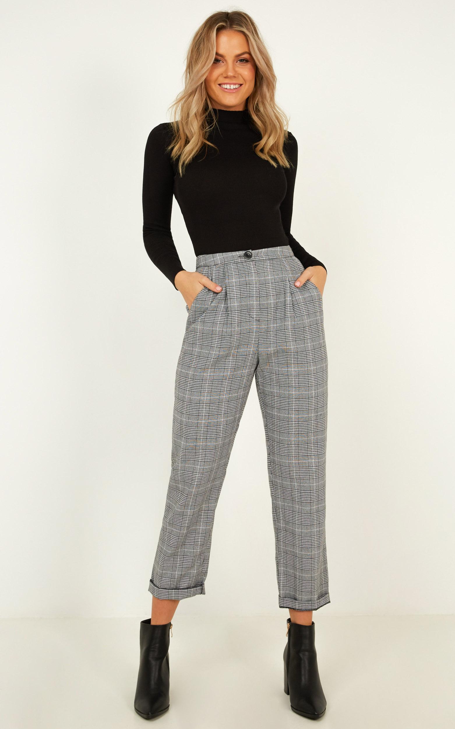 Image of Showpo Alpine Pants in Grey Check -  (XXS) Skinny Leg Pants