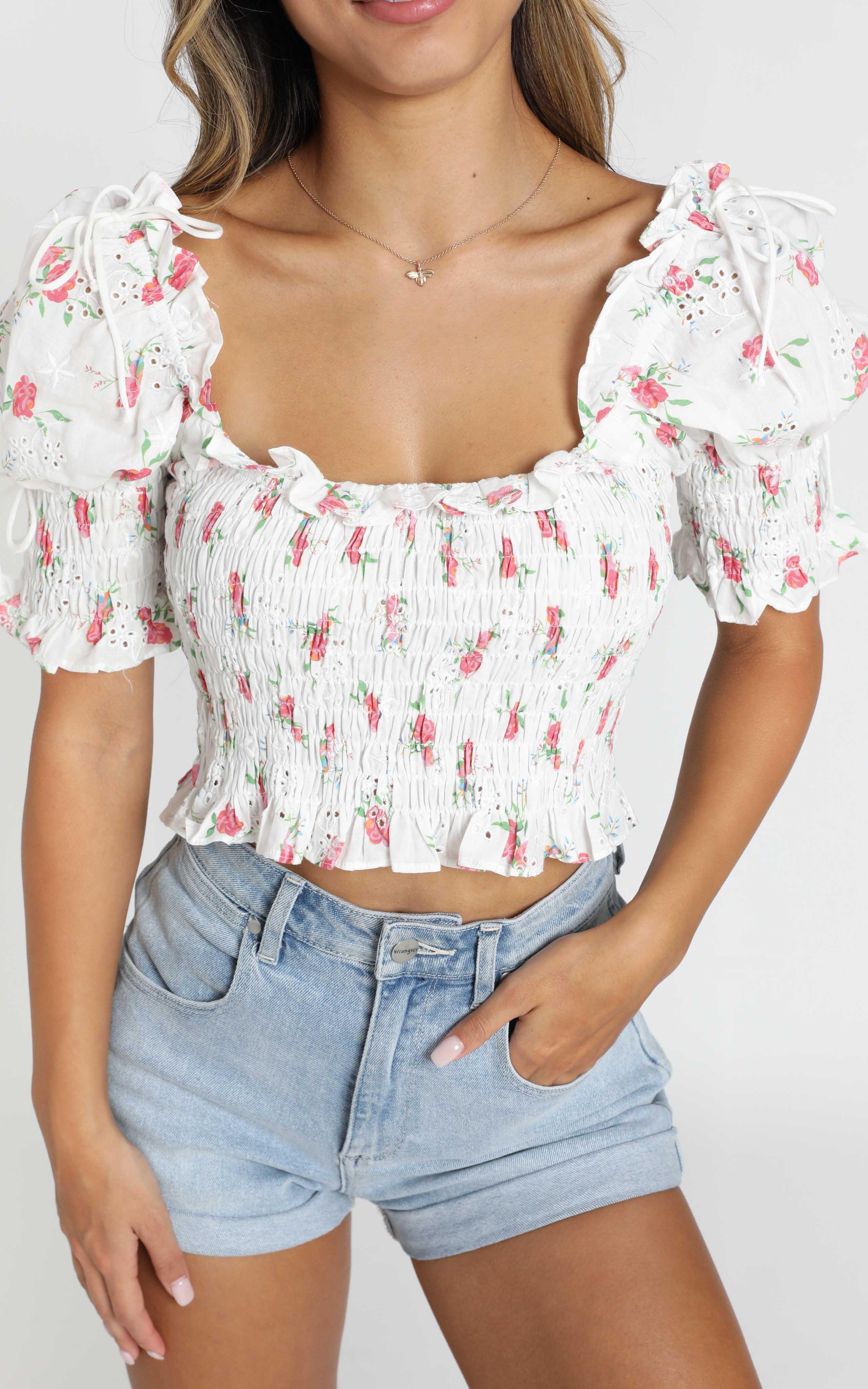 Image of Showpo Amirah Top in cream floral -  (S) Floral Tops