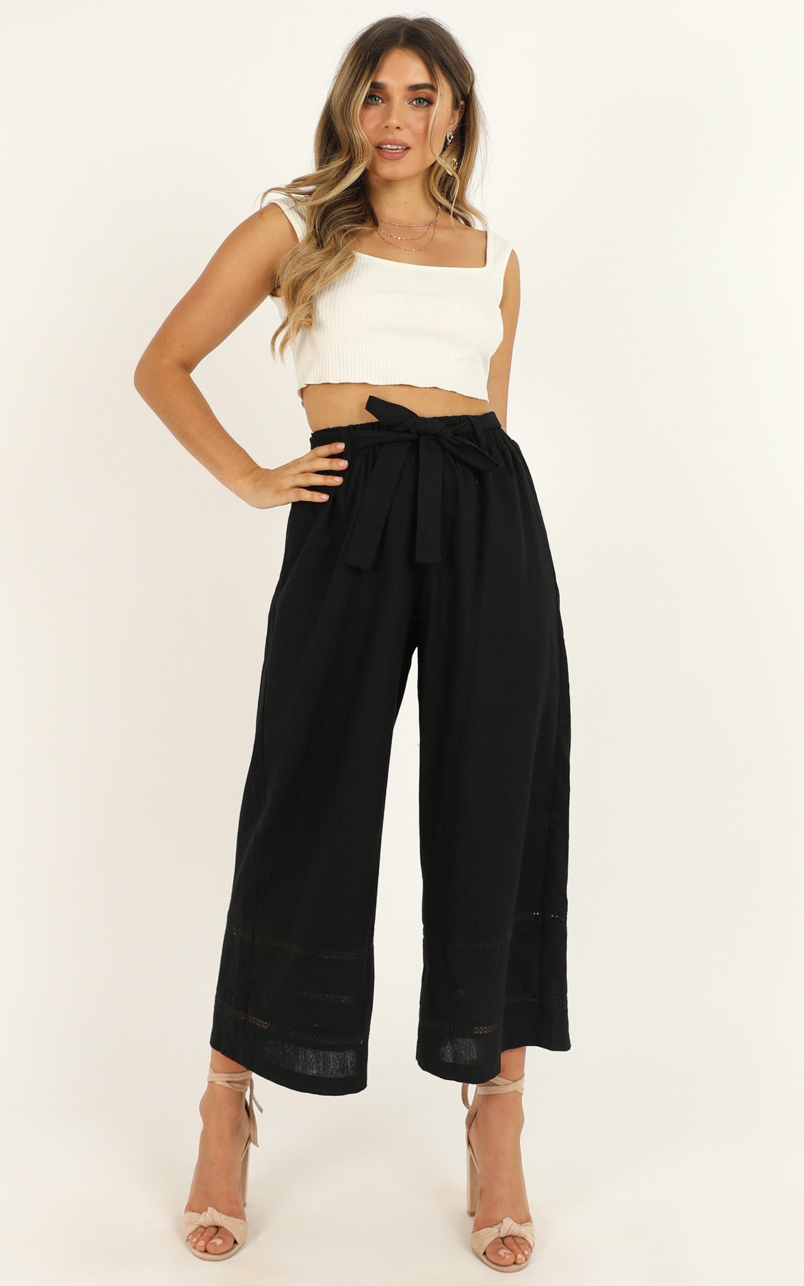 Image of Showpo Better Believe It Pants in black linen look -  (XS) Wide Leg