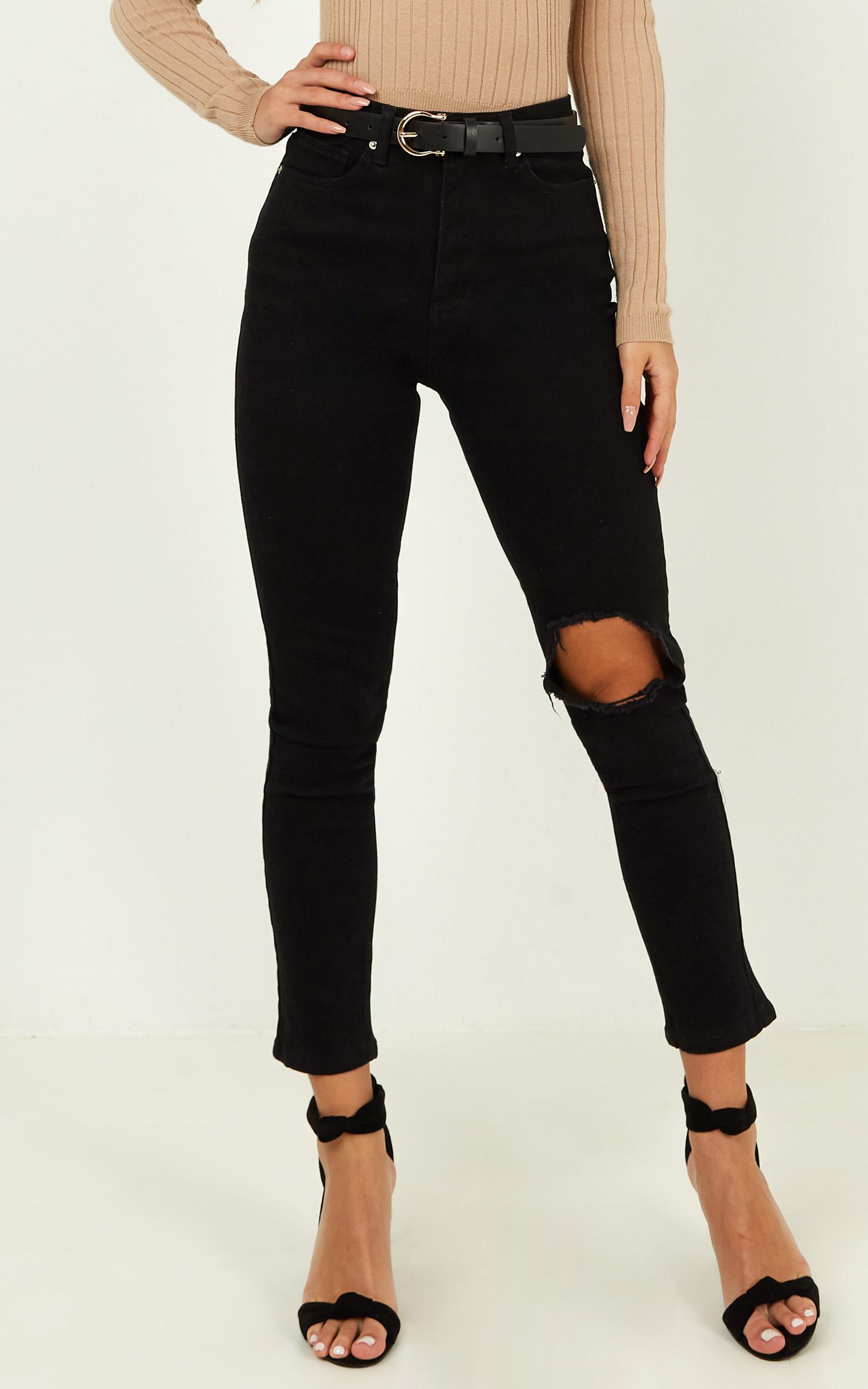 Bobbi Jeans In Washed Black Denim | Showpo