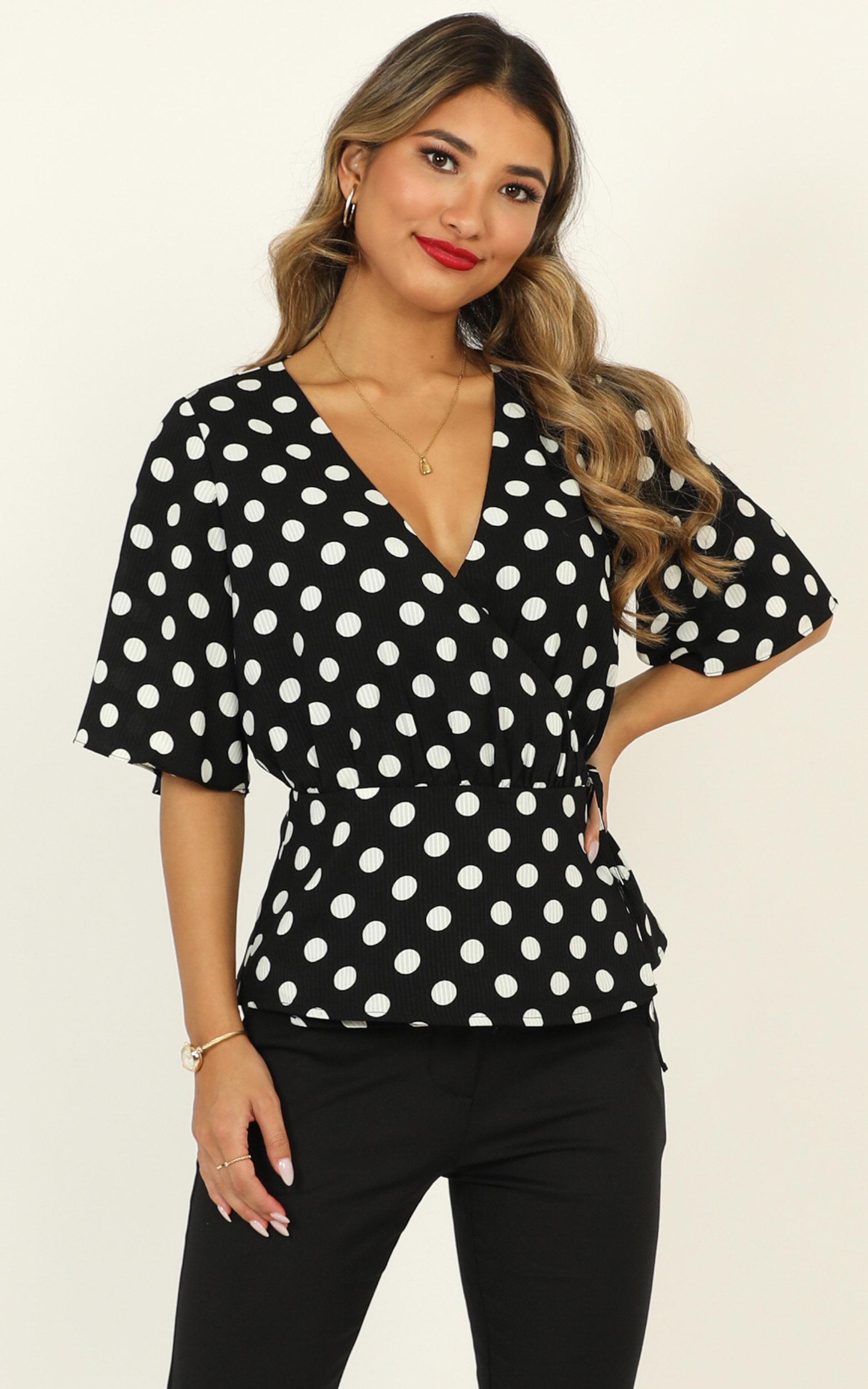 Image of Showpo Born Leader Top in black spot -  (XXS) Tops