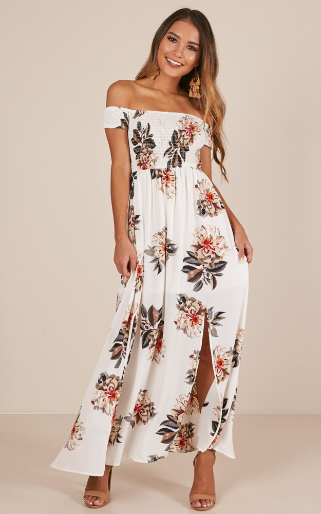 Daytime Dancer Maxi Dress In Cream Floral | Showpo