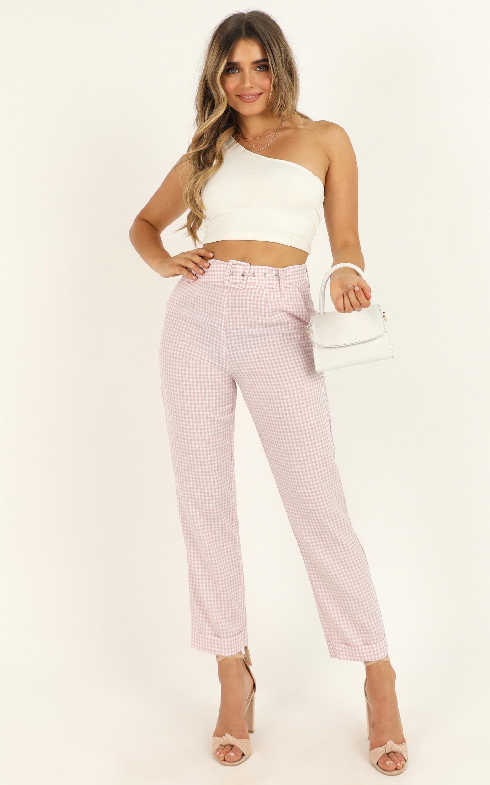 Image of Showpo Eyes On The Road Pants In blush check -  (XS) Skinny Leg Pants