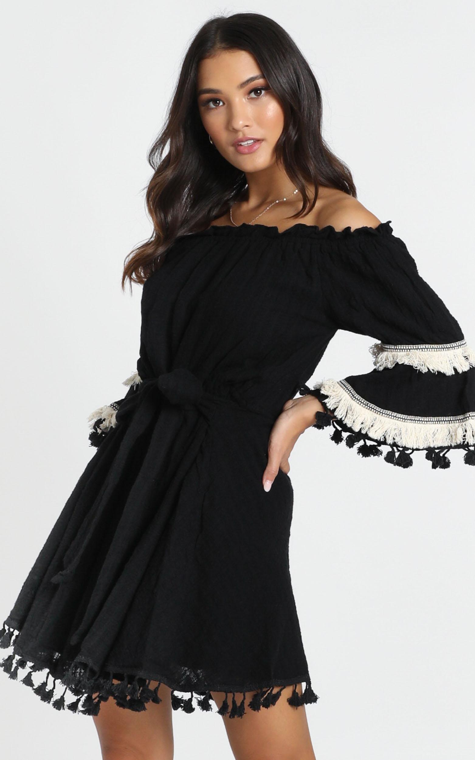 Image of Showpo Gianna Trim Detail Bardot Dress in black -  (XS) Casual