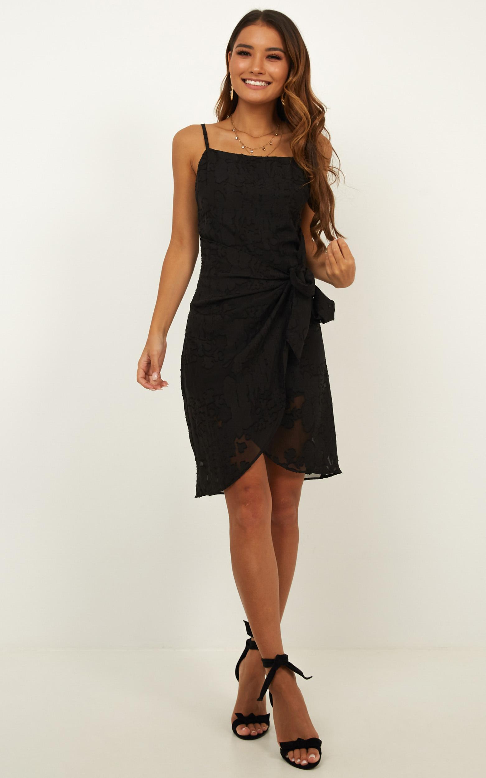 Heat Of The Moment Dress In Black Floral Burn Out