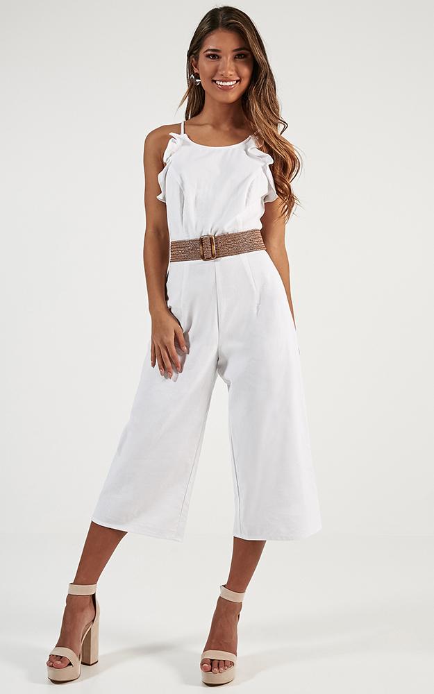 white linen jumpsuit