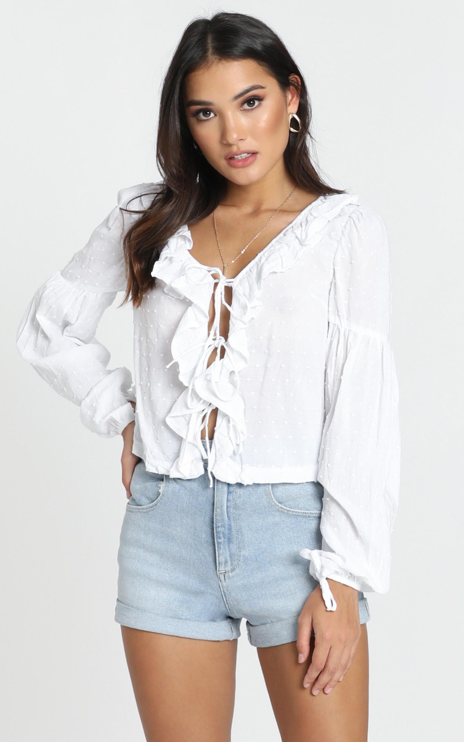 Image of Showpo Nora Ruffle Top in white -  (XS) Long Sleeve Tops