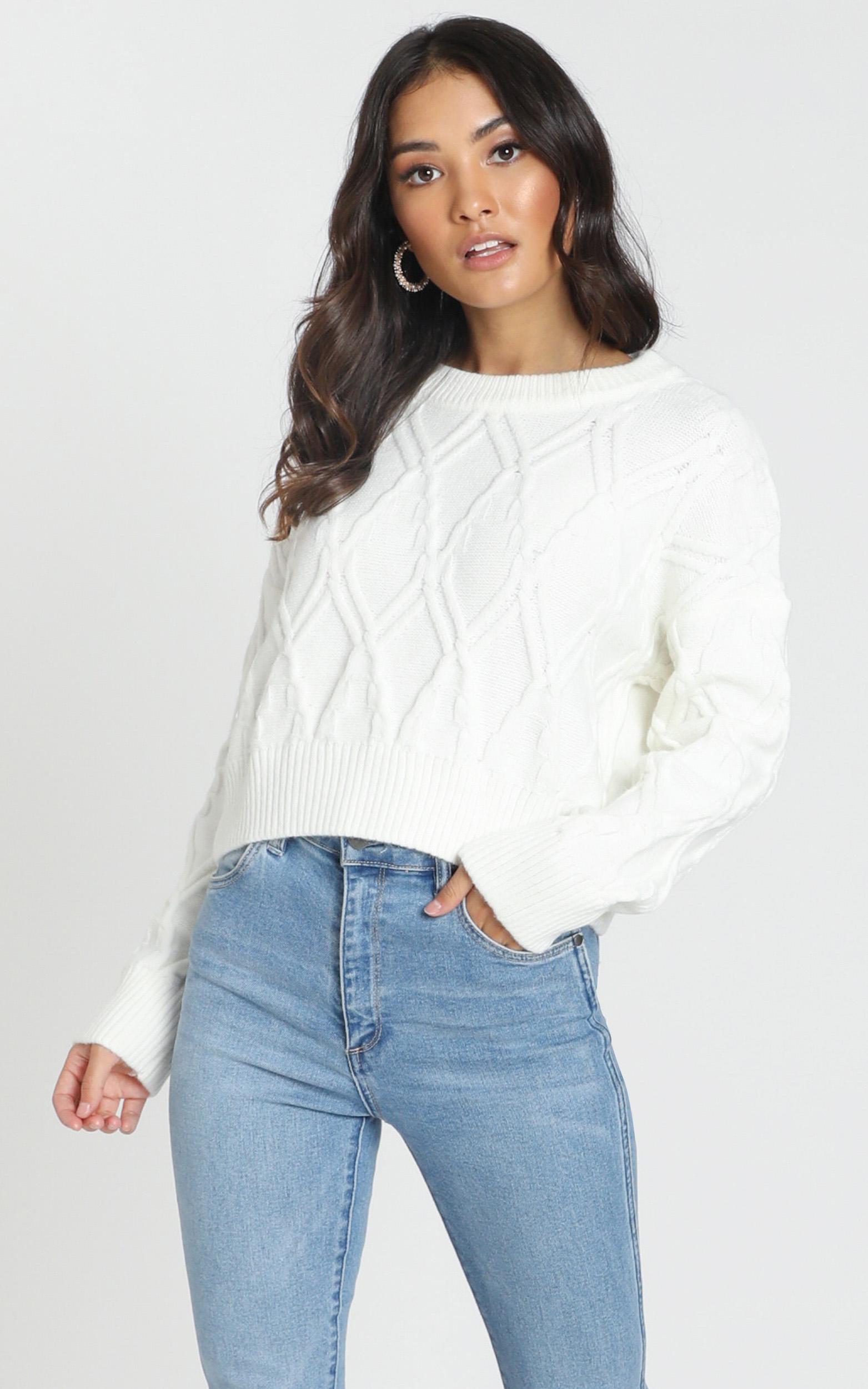 Image of Showpo Rae Cable Knit Jumper in ivory Long Sleeve Tops