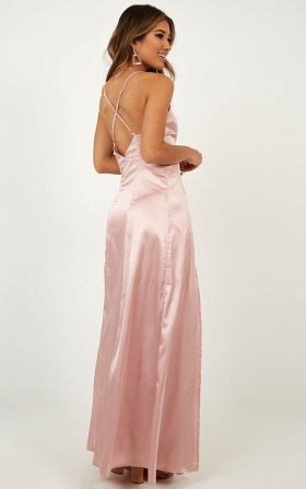 Affordable Plus Size Clothing >> Back Tracking Dress In Blush Satin Affordable Plus Size Clothing >> Back Tracking Dress In Blush Satin