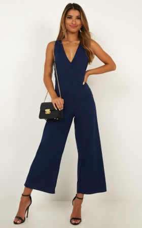 showpo navy jumpsuit