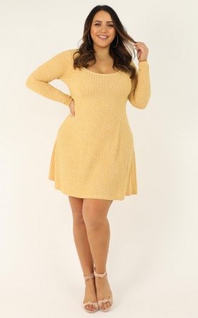 Wildly Dreaming Dress In Mustard Marl