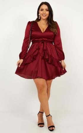 Red Party Dress with Sleeves