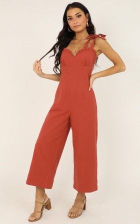 Spicy Girl Jumpsuit In Rust