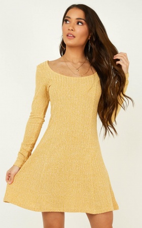 Wildly Dreaming Dress In Mustard Marl