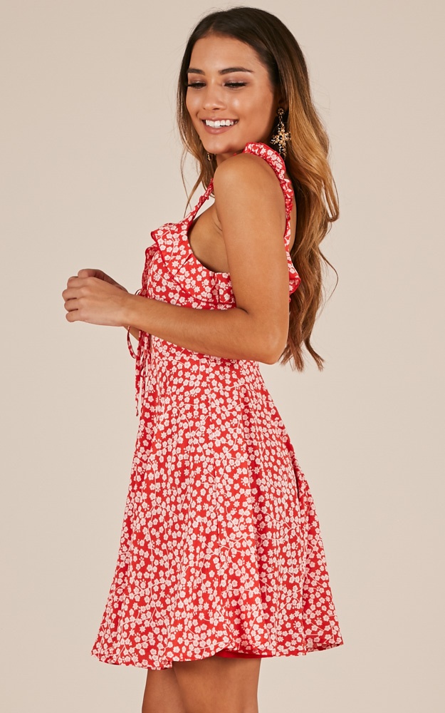 Follow Your Heart Dress In Red Floral | Showpo