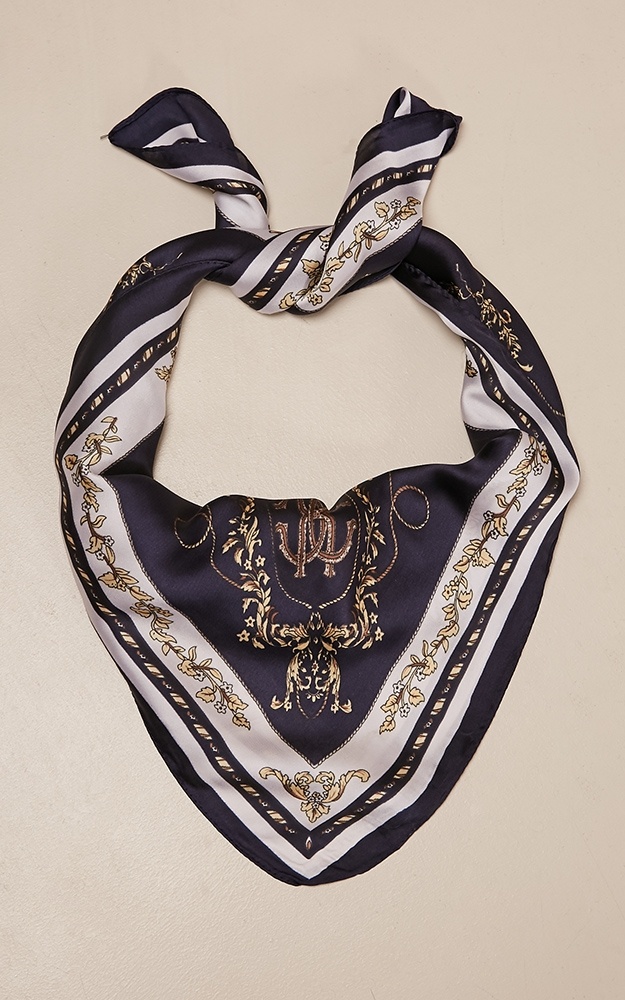 Over Did It neck scarf in navy print | Showpo