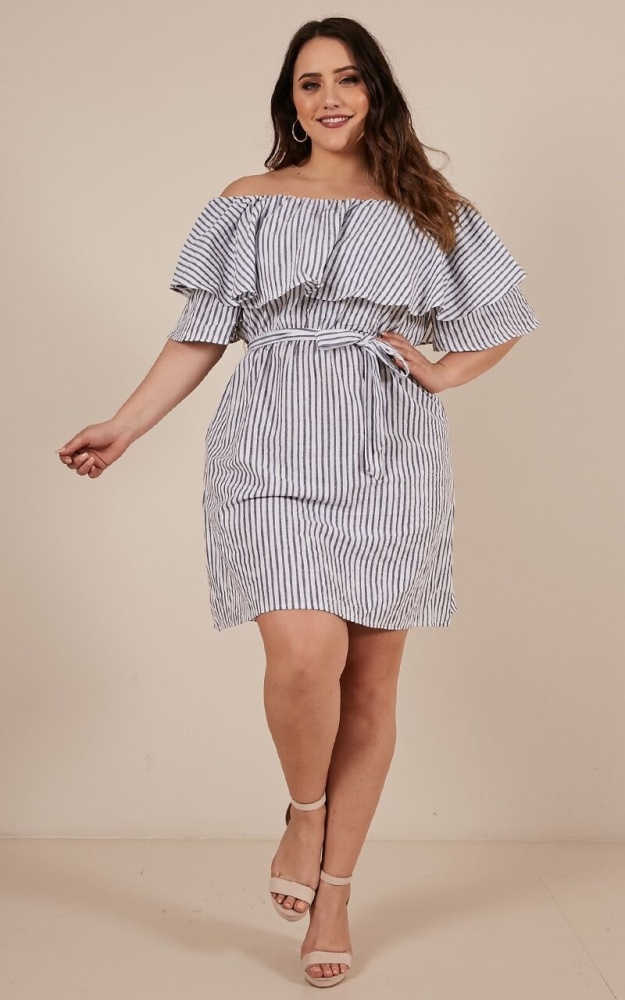 Roman Holiday Dress In Navy Stripe | Showpo