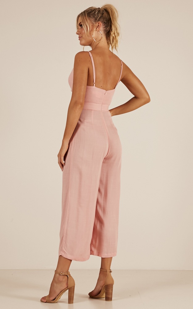 Renewed Jumpsuit In Blush Linen Look Showpo