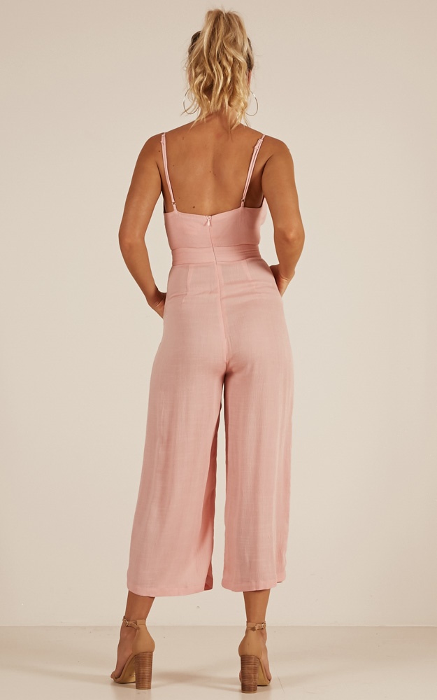 Renewed Jumpsuit In Blush Linen Look Showpo