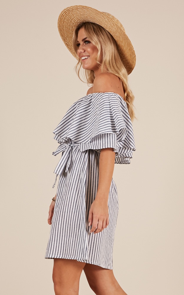 Roman Holiday Dress In Navy Stripe | Showpo